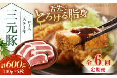 【全6回定期便】三元豚 ロースステーキ 6枚（100g/枚）  藻塩ナシ 《喜茂別町》【平田牧場】肉 豚肉 ロース ステーキ ステーキ用 とんかつ トンテキ 生姜焼き 冷蔵配送 北海道 [AJAP088] 78000 78000円