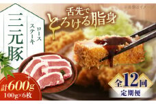 【全12回定期便】三元豚 ロースステーキ 6枚（100g/枚）  藻塩ナシ 《喜茂別町》【平田牧場】肉 豚肉 ロース ステーキ ステーキ用 とんかつ トンテキ 生姜焼き 冷蔵配送 北海道 [AJAP089] 156000 156000円