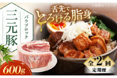 【全2回定期便】三元豚 バラブロック600g《喜茂別町》【平田牧場】 肉 豚肉 バラ ブロック 煮豚 酢豚 煮物 冷凍配送 北海道 [AJAP102] 14000 14000円
