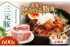 【全6回定期便】三元豚 バラブロック600g《喜茂別町》【平田牧場】 肉 豚肉 バラ ブロック 煮豚 酢豚 煮物 冷凍配送 北海道 [AJAP104] 42000 42000円