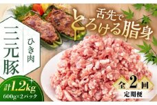 【全2回定期便】三元豚 ひき肉1.2kg（600g×2パック）《喜茂別町》【平田牧場】 肉 豚肉 ミンチ 豚ミンチ 餃子 つくね  冷凍配送 北海道 [AJAP122] 26000 26000円
