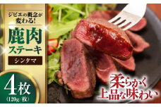 鹿肉 シンタマ120g×4枚 《喜茂別町》【EBIJIN】 ジビエ 鹿 シンタマ 希少部位 ステーキ ステーキ用 赤身 冷凍 冷凍配送 北海道 [AJAO033] 16000 16000円