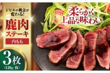 鹿肉 ステーキ  ( 内もも ) 3枚《喜茂別町》【EBIJIN】 ジビエ 鹿 モモ ステーキ ステーキ用 赤身 冷凍 冷凍配送 北海道 [AJAO034] 12000 12000円