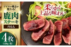 鹿肉 内もも120g×4枚《喜茂別町》【EBIJIN】 ジビエ 鹿 モモ ステーキ ステーキ用 赤身 冷凍 冷凍配送 北海道 [AJAO035] 16000 16000円