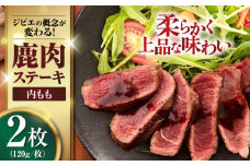 鹿肉 内もも120g×2枚《喜茂別町》【EBIJIN】 ジビエ 鹿 モモ ステーキ ステーキ用 赤身 冷凍 冷凍配送 [AJAO072]