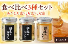 蜂家厳選！はちみつ 140g（瓶）3種セット（あかしあ・とち・しな）　《喜茂別町》【Beemonte】はちみつ 蜂蜜 ハチミツ 国産はちみつ ハニー [AJAS011]