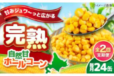 【全2回定期便】【北海道産】 自然甘ホールコーン 24缶（C7号缶）《喜茂別町》【きもべつ観光協会】 コーン コーン缶 とうもろこし トウモロコシ 北海道 常温 常温配送 [AJAG023]