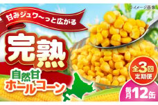 【全3回定期便】【北海道産】 自然甘ホールコーン 12缶（C7号缶）《喜茂別町》【きもべつ観光協会】 コーン コーン缶 とうもろこし トウモロコシ 北海道 常温 常温配送 [AJAG028]