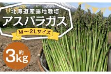 北海道産 露地栽培 アスパラガス M～2L 約3kg 【2026年5月下旬～6月上旬迄発送予定】 グリーンアスパラガス アスパラ 野菜 北海道 京極町 冷蔵