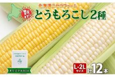 【 2025年 先行予約 】 北海道産 とうもろこし 2種 計12本 L-2L サイズ混合  味来 ロイシーコーン 食べ比べ セット 旬 朝採り 新鮮 トウモロコシ とうきび お取り寄せ 産地直送 野菜 しりべしや 送料無料