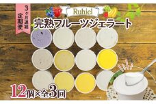 ◆3ヶ月連続定期便◆Ruhiel（ルヒエル）の完熟フルーツジェラート 12個セット スイーツ デザート
