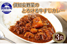倶知安 牛すじカレー 北海道 計3個 中辛 レトルト食品 加工品 牛すじ 牛肉 野菜 じゃがいも お取り寄せ グルメ スパイシー スパイス おかず【お肉・牛肉】