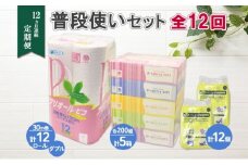 12ヶ月連続12回 定期便 トイレットペーパー ダブル 30m 12ロール ティッシュペーパー 200組 5箱 ポケットティッシュ 12個 セット 日本製 消耗品 備蓄 香りなし リサイクル 送料無料 雑貨 日用品 北海道 倶知安町