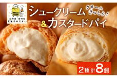 北海道 シュークリーム&カスタードパイ 各4個 洋菓子 パイ  カスタード クリーム 洋菓子 スイーツ デザート おやつ 冷凍 食べ比べ お菓子のふじい ニセコ 送料無料 北海道 倶知安町