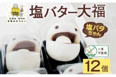 【2024年4月から順次出荷】 北海道 塩バター 大福 6個入り×2箱 12個 個包装 小分け 塩バタちゃん こしあん 和菓子 もち 餅 小麦不使用 ギフト プレゼント 冷凍 お菓子のふじい ニセコ
