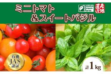 北海道 有機栽培 ミニトマト＆スイートバジル 約1kg 詰め合わせ プチトマト トマト バジル オーガニック 有機野菜 JAS 産直 産地直送 ニセコグリーンファーム