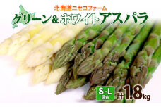 【 2025年 先行予約 】 北海道産 アスパラガス グリーン ホワイト 2種 約900g×2 計1.8kg S - L サイズ混合 食べ比べ アスパラ 旬 朝採り 新鮮 お取り寄せ 産地直送 産直 野菜 農作物 詰め合わせ 国産 しりべしや