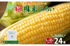 【 2025年 先行予約 】 北海道産 とうもろこし 味来 計24本 L-2L サイズ混合 大きめ みらい 旬 朝採り 新鮮 トウモロコシ 甘い 夏野菜 とうきび お取り寄せ 産地直送 野菜 しりべしや 送料無料