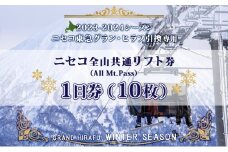 ニセコ 全山共通 リフト券 All Mt.Pass 1日券 【10枚】 2024-2025シーズン スキー リフト券 スポーツ 羊蹄山 雪 パウダースノー ニセコ 倶知安町
