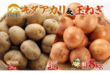 北海道産 じゃがいも キタアカリ5kg 玉ねぎ 3kg Lサイズ 計約8kg ジャガイモ 北あかり 馬鈴薯 ポテト 玉葱 常備野菜 根菜 産直 JAようてい 送料無料 北海道 倶知安町