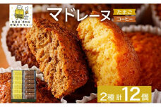 北海道 マドレーヌ 2種 詰め合わせ 計12個たまごのマドレーヌ コーヒーマドレーヌ 洋菓子 焼き菓子 おやつ プレーン コーヒー 個包装 グルメ お取り寄せ ギフト プレゼント かわいい 人気  お菓子のふじい ニセコ 送料無料 倶知安町
