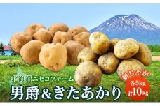 北海道産 じゃがいも 男爵 きたあかり 食べ比べ 10kg 規格外 訳あり S-3L サイズ混合 新じゃが 芋 ジャガイモ いも 新鮮 野菜 農作物 お取り寄せ 男しゃく 馬鈴薯 ニセコファーム 送料無料