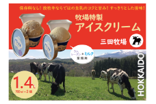ミタアイス業務用2個入りセット アイス 三田牧場 1.4L 自家製ミルク 1個＋ラムレーズン 1個