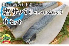 北緯43度のお土産屋さん　塩サバ×6セット  F21H-446