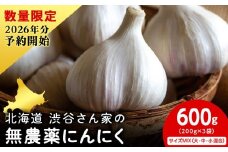 2026年分予約開始！ 【数量限定】渋谷さん家の「無農薬 にんにく MIXサイズ 200gx3袋」