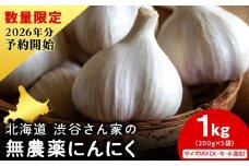 2026年分予約開始！ 【数量限定】渋谷さん家の「無農薬 にんにく MIXサイズ 200gx5袋」