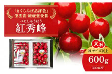 北海道 仁木町産 ジャンボサイズ さくらんぼ 【 紅秀峰 】2Lサイズ以上 300g×2パック 計600g 　サクランボ チェリー フルーツ 果物 果物類 ギフト 仁木町 仁木 [嶋田茂農園匠]