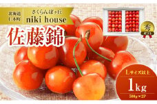 さくらんぼ 農園厳選 佐藤錦 Lサイズ以上 1kg（500g×2パック） 品質：ギフト向け 秀 サクランボ チェリー フルーツ 果物 果物類 ギフト 贈答品 北海道 仁木町 仁木  [小林信幸]