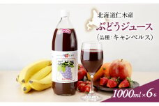 北海道仁木産ぶどうジュース（品種：キャンベルス）：1000ml×6本 果汁飲料 野菜飲料 ブドウ ぶどう ジュース[JA新おたる] 