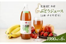 北海道仁木産ぶどうジュース（品種：ナイヤガラ）：1000ml×6本 果汁飲料 野菜飲料 ブドウ ぶどう ジュース[JA新おたる] 