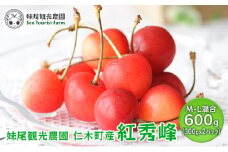 北海道 仁木町産 さくらんぼ「紅秀峰」 M-L混合 600g (300g×2パック)  国産 旬のフルーツ 旬の果物 デザートサクランボ チェリー フルーツ 果物 果物類 ギフト 仁木町 仁木 [フルーツショップ妹尾観光農園] 