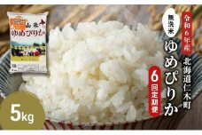 6ヵ月 定期便 銀山米研究会の無洗米＜ゆめぴりか＞5kg×1袋【機内食に採用】 ライス 白米 精米 ブランド米 おにぎり お弁当 北海道産 産地直送 ご飯 時短 朝ごはん 夜ごはん 昼ごはん [株式会社 松原米穀]