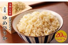 銀山米研究会の玄米＜ゆめぴりか＞20kg（5kg×4袋）【機内食に採用】 ライス ブランド米 おにぎり お弁当 北海道産 産地直送 主食 ご飯 朝ごはん 夜ごはん 昼ごはん [株式会社 松原米穀]