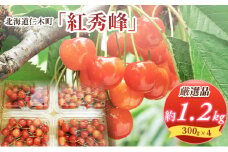 先行受付 北海道 仁木町産  さくらんぼ 紅秀峰 1.2kg (300g×4パック) Lサイズ以上　旬 桜桃 産地直送 サクランボ チェリー フルーツ 果物 果物類  仁木町 仁木 [松山商店]