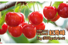 北海道 仁木町産 生産者厳選品 さくらんぼ 紅秀峰 1kg（500g×2パック） 旬の果物 デザート サクランボ チェリー フルーツ 果物 果物類 ギフト 仁木町 仁木 [JA新おたる] 