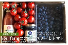 [先行受付]北海道仁木町産 ブルーベリー400g・ミニトマト400g・ミニトマトジュース180ml・ブルーベリージャム120g 詰合せ 栽培期間中 除草剤・化学農薬・化学肥料不使用【日付指定不可】[iori farm]