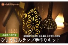 北海道仁木町産 ひょうたんランプ手作りキット 乾燥瓢箪電池式ライト・目打ち付き [iori farm] 栽培期間中 除草剤・化学農薬・化学肥料不使用