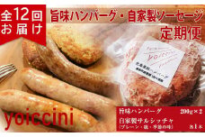 《ヨイッチーニ》旨味ハンバーグ・自家製ソーセージ定期便 全12回