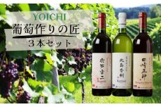 余市「葡萄作りの匠」ワイン3本セット