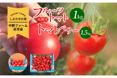 〔先行受付〕しおかぜの畑 中野ファーム 余市産 フルーツトマト 1kg・トマトベリー 1.5kgセット(2025年初夏発送) 高糖度トマト・ミニトマト
