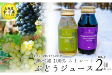 無添加 100％ストレート ぶどうジュース 180ml カベルネ・ナイアガラ 各1本 安芸農園