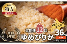 【定期便全12回】【順次発送中】◇令和6年産 ◇木露ファーム 余市産 ゆめぴりか（玄米） 3kg
