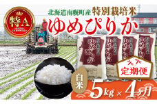 《定期便》特別栽培米 ゆめぴりか（白米）5kg×4ヵ月 令和6年産 今摺り米 NP1-260
