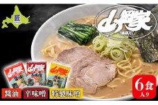 ラーメン山岡家 人気3種×2セット（6食入り）【乾麺】北海道南幌町 札幌麺匠 NP1-286