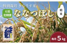 【精米6ヶ月定期便】特別栽培「きなうす米」ななつぼし5kg×6回　K004