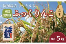 【玄米6ヶ月定期便】特別栽培「きなうす米」ふっくりんこ5kg×6回　K009